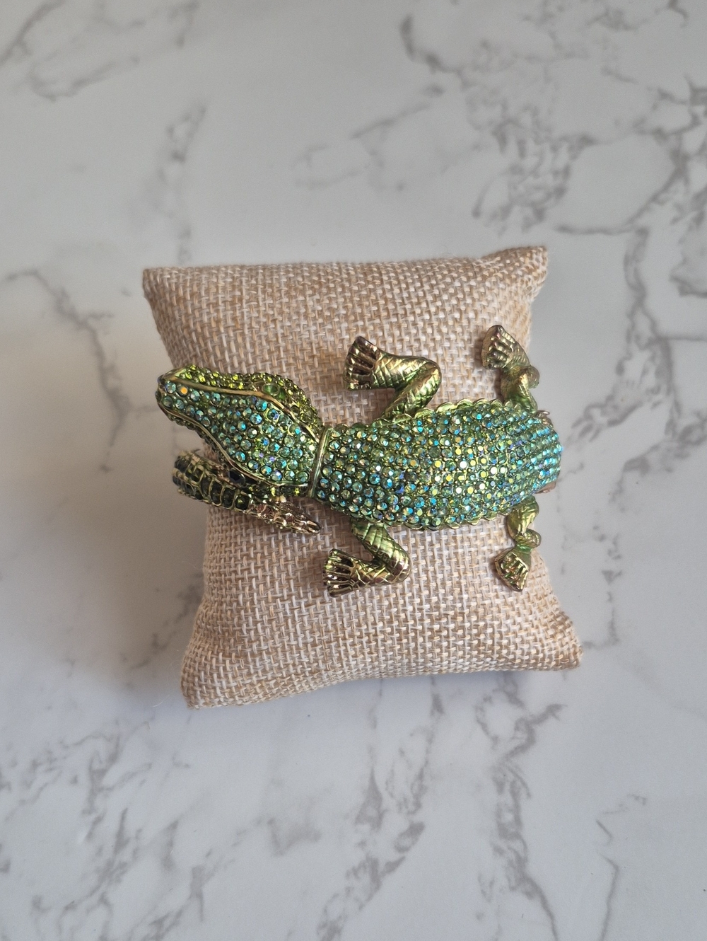 Vintage Green Crystal Gator Bracelet